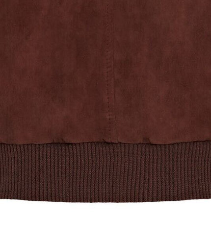 Mens Soft Goat Suede MA-1 Varsity Bomber Jacket  - Dalian - Brown