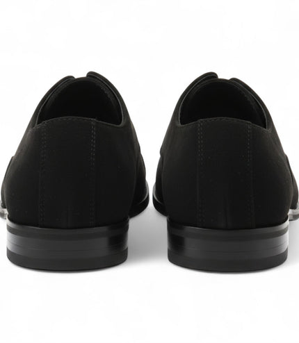 Men's Black Faux Suede Leather Lace-Up Derby Oxford Shoes
