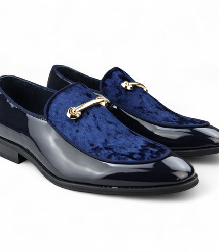 Men’s Smart Blue Loafers Leather Lined Velvet Slip-On Shoes