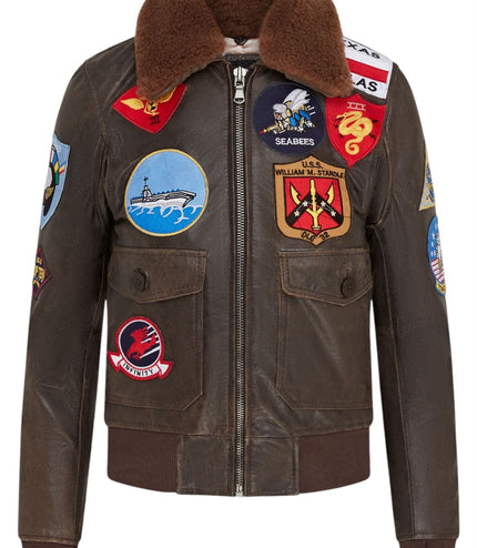 Women's A2 Top Gun Leather Bomber Jacket-Sunbury - Brown