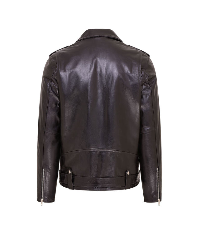 Mens Retro Brando Quilted Leather Biker Jacket Vintage Motorcycle Style - Black