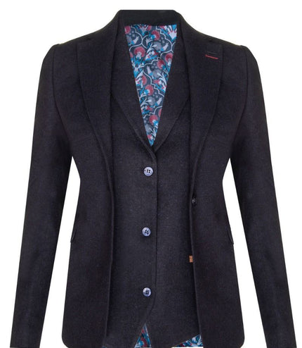 Womens 1920s Navy Blue Wool Classic Retro Vintage Blazer