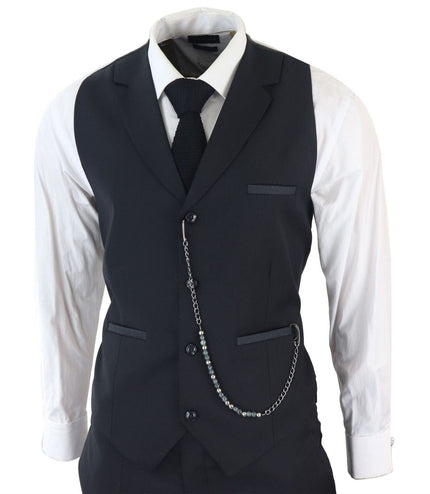 Men's Classic 3-Piece Plain Black Suit