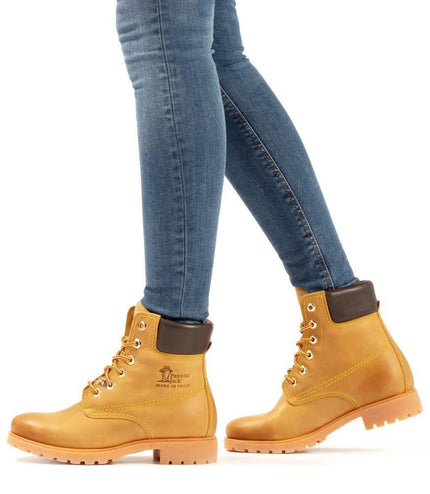 Panama Jack Womens 03 B1 Tan Waterproof Leather Laces Hiking Ankle Boots
