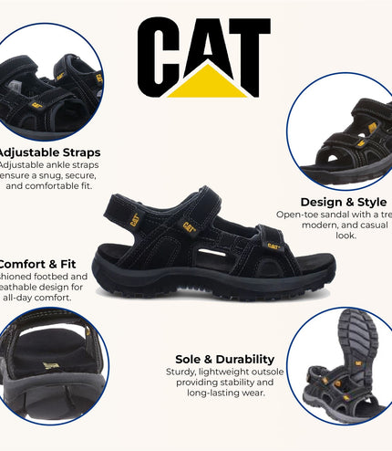 Caterpillar Men's Black Leather Giles Trekking Sandals