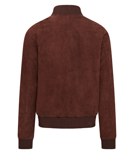 Mens Soft Goat Suede MA-1 Varsity Bomber Jacket  - Dalian - Brown
