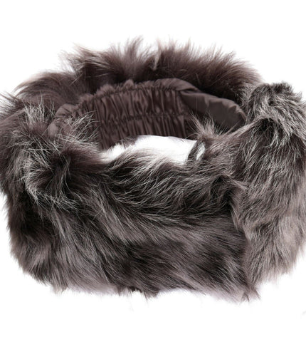 Ladies  Toscana 100% Sheepskin Leather Headband - Brown Silver