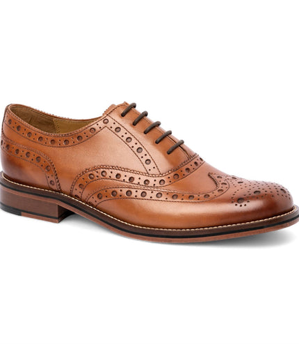 Chapman & Moore Men's Tan Brown Leather Wingtip Brogue Oxford Office Shoes