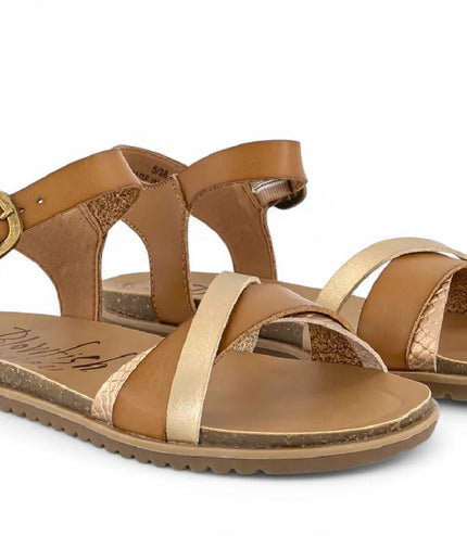 Blowfish Malibu Womens Tan Strappy Buckle Wedge Sandals - Monti-B