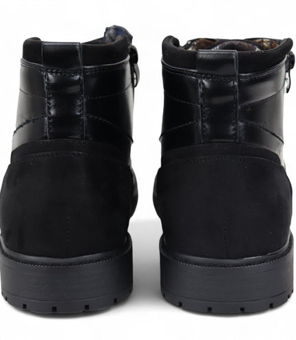 Men's Black Biker Lace-Up Ankle Boots
