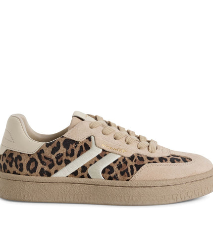 Tamaris Womens Leapord Brown Suede Leather Fashion Lace Up Sneakers