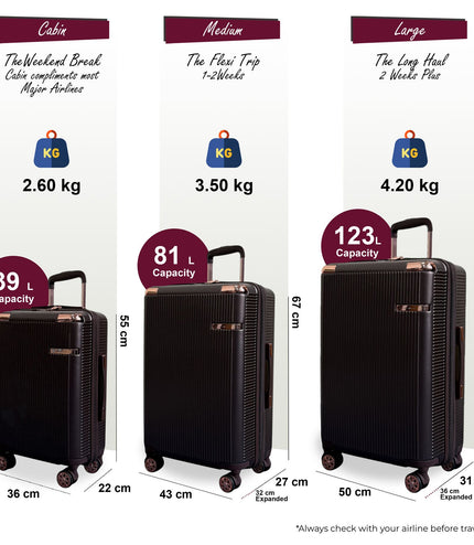Cowra Set of 3 Hard Shell Suitcase in Marron