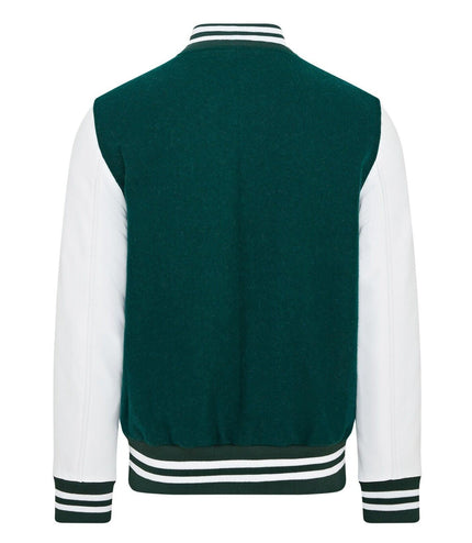 Letterman Baseball Wool Leather Varsity Bomber Jacket - Genoa - Green/White