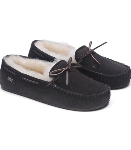 Men’s Brown Genuine Sheepskin Moccasin Winter Slippers - Flint