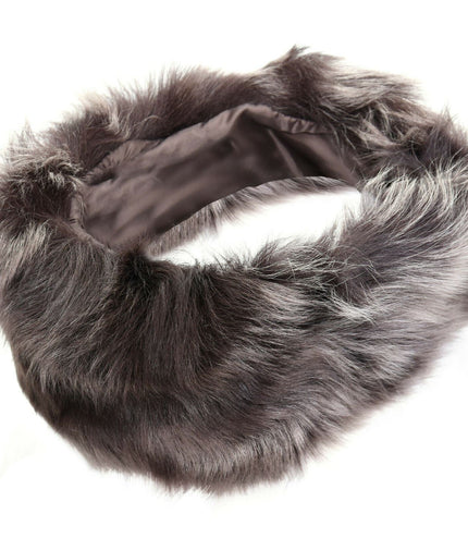 Ladies  Toscana 100% Sheepskin Leather Headband - Brown Silver