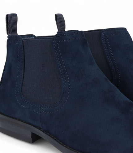 Men's Navy Suede Chelsea Boots Real Leather Lined Slip-On