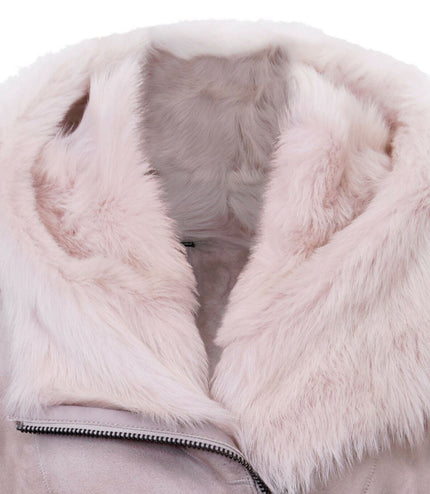 Ladies Suede Merino Sheepskin Coat-Samara - Grey