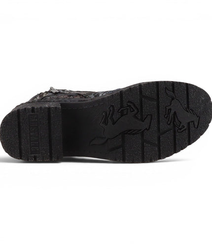 Mustang Women's Black Floral Lace-Up Winter Ankle Boots - M0092001