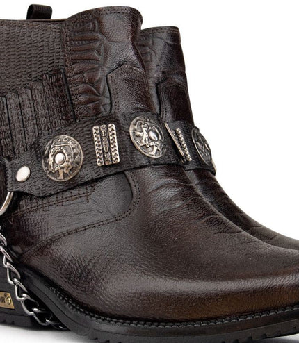 Men's Brown Leather Winklepicker Western Gothic Boots
