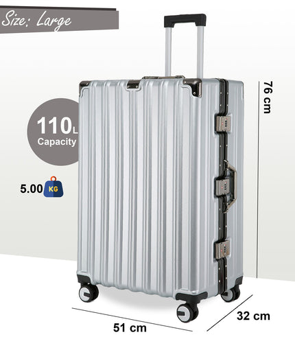 Airdrie Large Hard Shell Suitcase in Silver