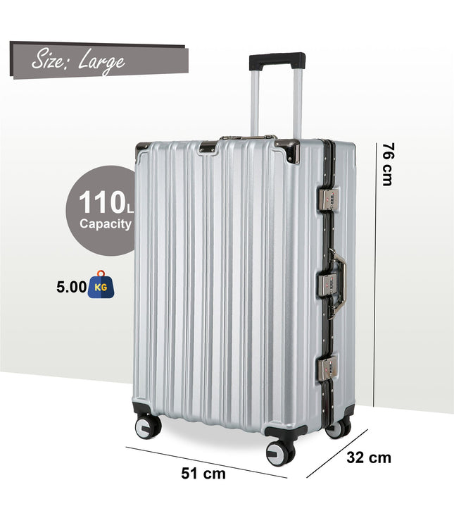 Airdrie Large Hard Shell Suitcase in Silver