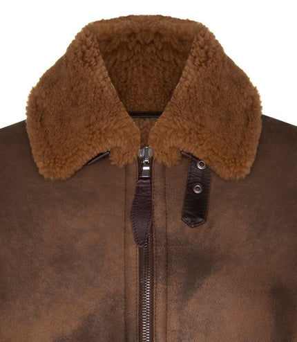 Mens Antique Sheepskin Bomber Jacket-Algorta