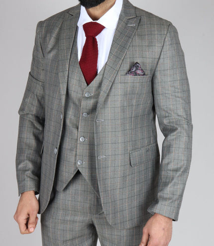 Mens IM2 Classic Plain Grey 3 Piece Suit