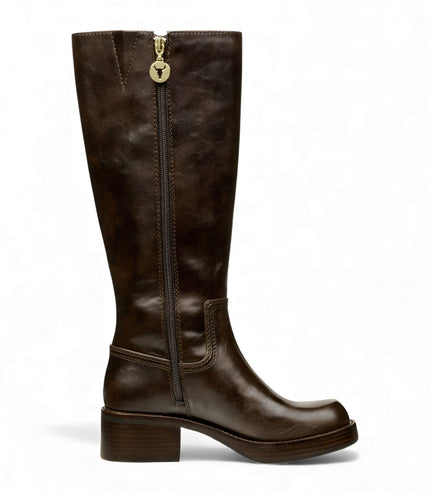 Windsorsmith Womens Espresso Brown Faux Leather Knee-High Riding Boots - Technique