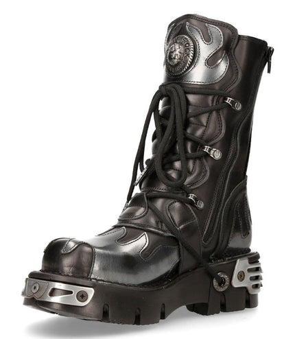 Inner side view of New Rock 591-S2 boot showing functional side zipper