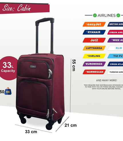 Tahara Cabin Soft Shell Suitcase in Wine