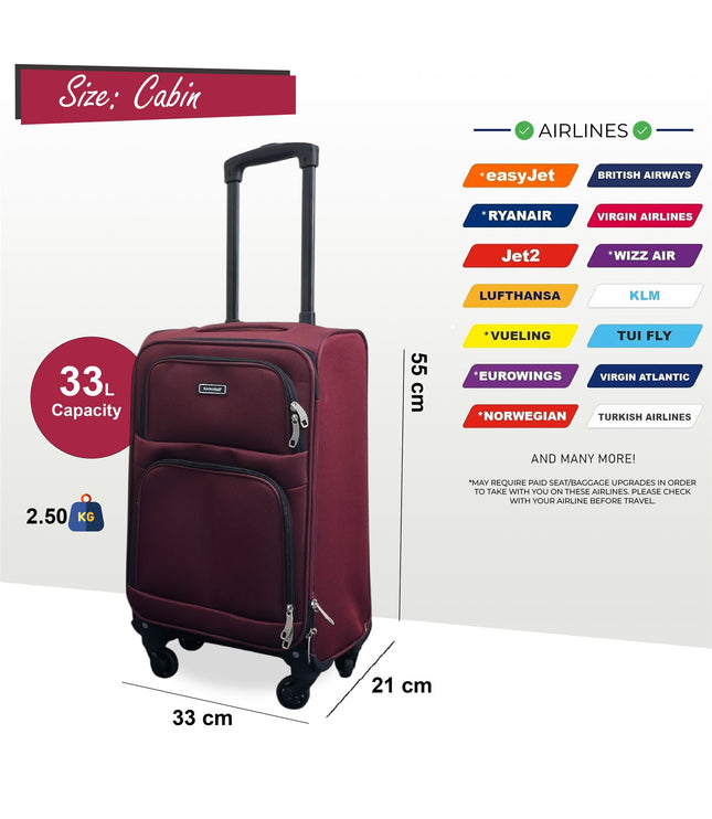 Tahara Cabin Soft Shell Suitcase in Wine