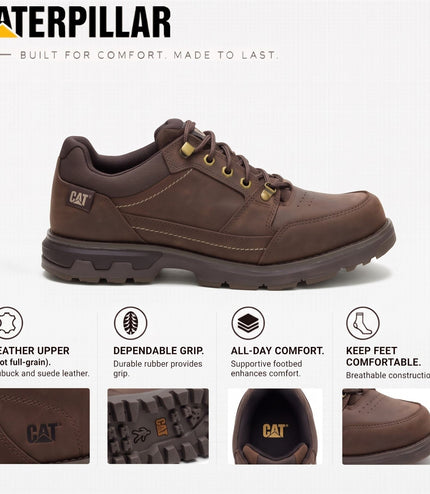 Caterpillar (CAT) Men's Dark Brown Leather Water-Resistant Hiking Shoes - Pursue Hiker Lo