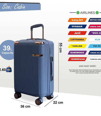 Cowra Cabin Hard Shell Suitcase in Blue
