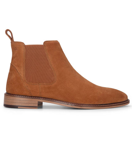 London Brogues Men's Tan Suede Leather Slip-On Chelsea Ankle Boots