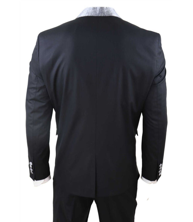 Men's 4 Piece Black Tailored Wedding Suit