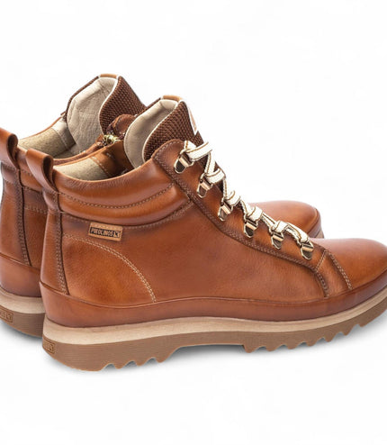 Pikolinos Women's Brandy Brown Leather Ankle Trainers Boots - Vigo