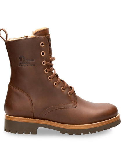 Panama Jack Women's Frisia B10 Bark Waterproof Leather Combat Boots