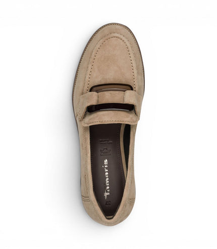Tamaris Women's Beige Suede Leather Loafer Casual Shoes - 24722-43