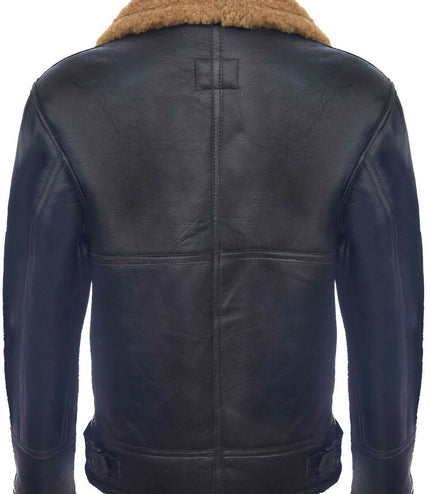 Mens B3 WW2 Leather Sheepskin Aviator Flying Jacket-Charleston - Brown Ginger