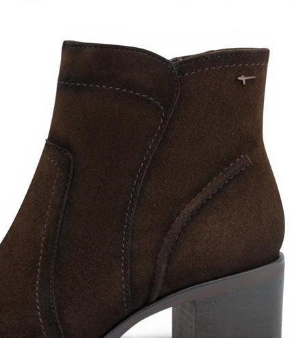 Tamaris Women's Mocca Brown Suede Leather Heeled Ankle Boots - 25313-47