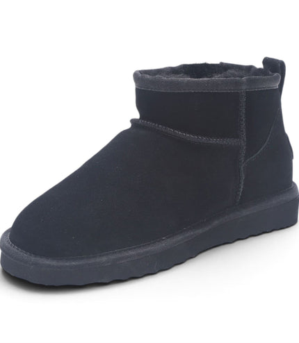 Women's Black Genuine Sheepskin Real Fur Winter Ankle Boots - Sable