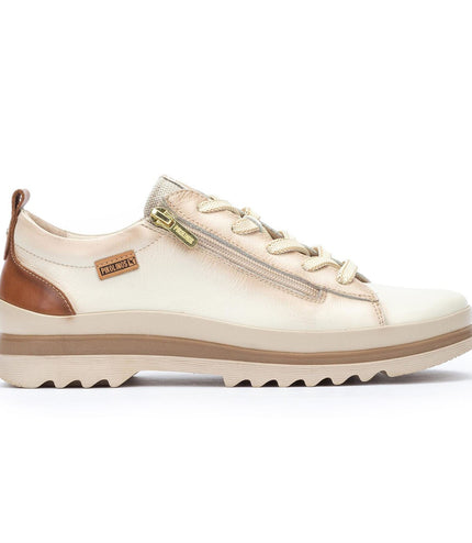 Pikolinos Women's Nata White Leather Laces & Zipper Trainers - Vigo