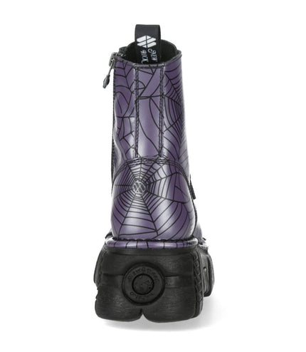 New Rock Purple Leather Gothic Military Biker Boots - MILI083CCT-C122