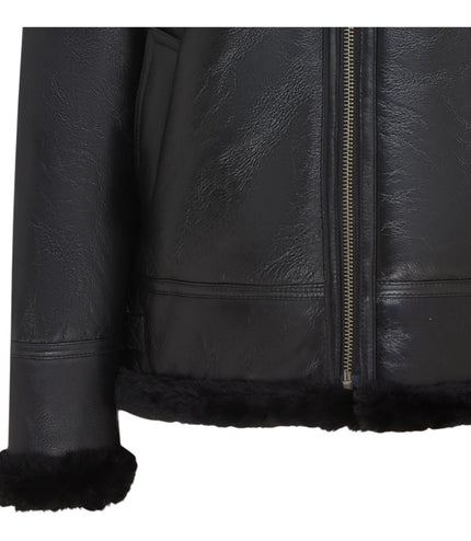 Mens B3 Aviator Real Sheepskin Leather Flying Jacket-Hobart - Black