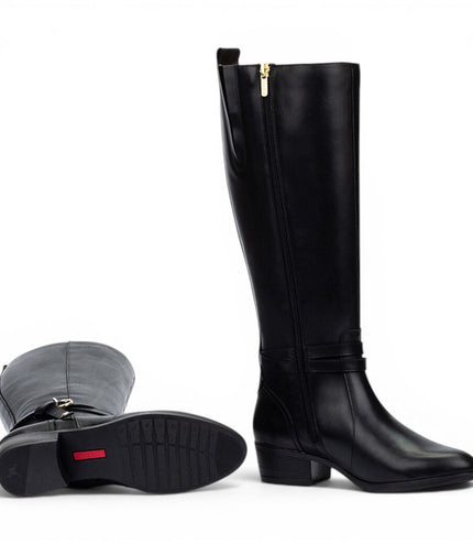Pikolinos Women's Knee High Tall Black Leather Boots - Daroca
