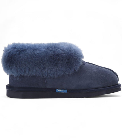 Women's Sheepskin Suede Ankle Navy Slip-On Bootie Winter - Glacier