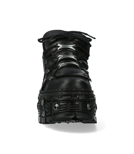 New Rock Goth Leather Ankle Boots-WALL106-S25