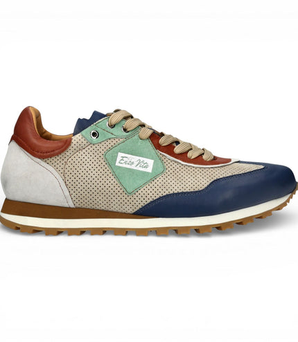 Lorenzo Conti Men's Aglae 02 Grey Blue Leather Trainers Sneaker Shoes