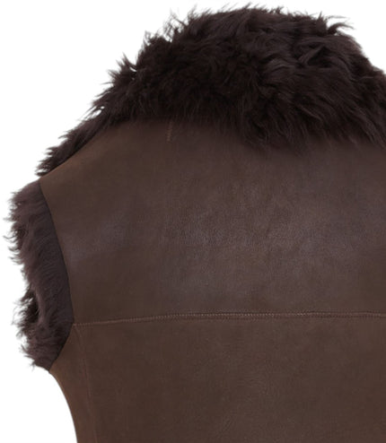 Women's Brown Toscana Shearling Nappa Leather Sheepskin Gilet - Parkes