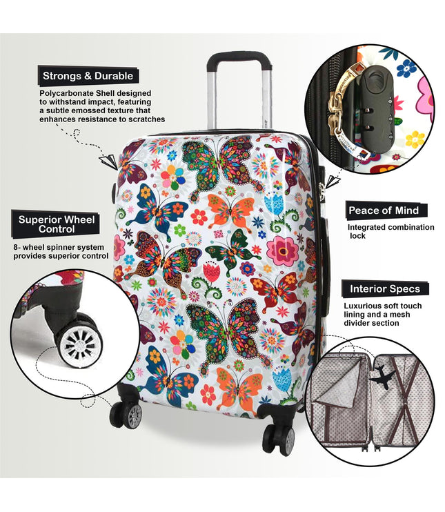 Corbridge Set of 4 Hard Shell Suitcase in Butterfly